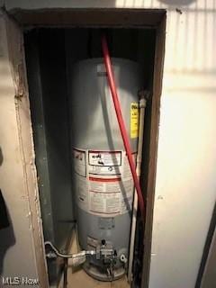 utility room featuring gas water heater