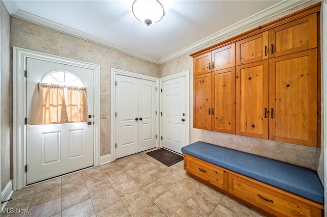 foyer entrance with crown molding