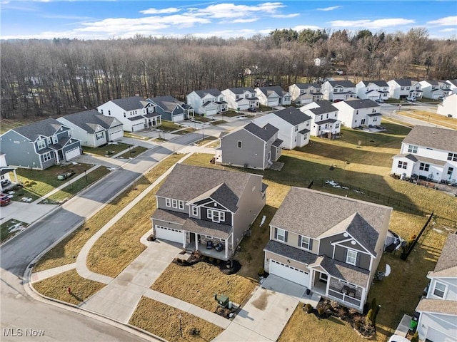 aerial view with a residential view