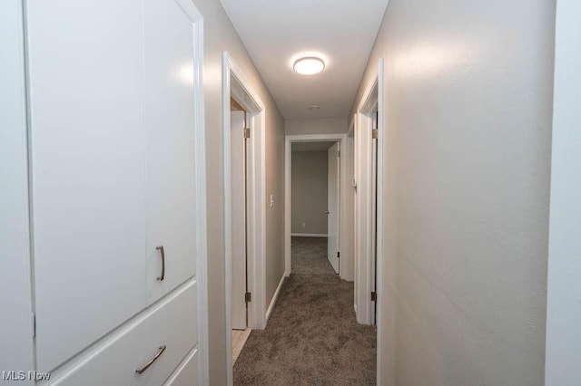 hallway featuring baseboards and carpet floors