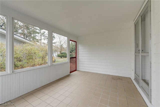 view of unfurnished sunroom