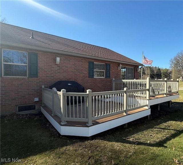 31 Briar Ln, Millersburg, OH 44654 - rear view of property with a wooden deck and brick siding