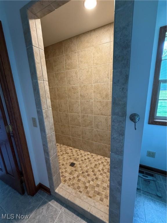 31 Briar Ln, Millersburg, OH 44654 - bathroom with baseboards, tile patterned flooring, and tiled shower