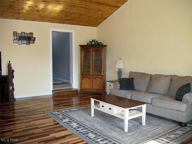 8045 State Route 555, Cutler, OH 45724 - living area featuring lofted ceiling, wood finished floors, and wooden ceiling