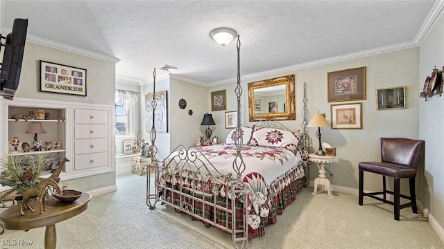 1524 Eagle Watch St NE, Canton, OH 44721 - bedroom with ornamental molding, visible vents, carpet floors, and a textured ceiling