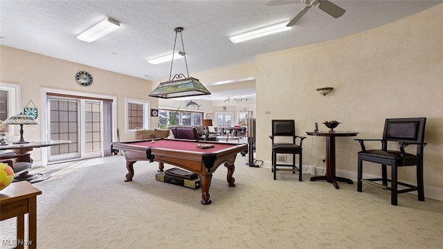 1524 Eagle Watch St NE, Canton, OH 44721 - recreation room featuring baseboards, a ceiling fan, pool table, and carpet flooring