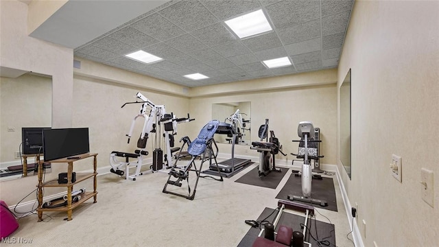 1524 Eagle Watch St NE, Canton, OH 44721 - exercise area with carpet, baseboards, and a drop ceiling