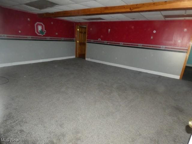 11380 Valley Dr, The Plains, OH 45780 - interior space featuring a drop ceiling, baseboards, and carpet floors