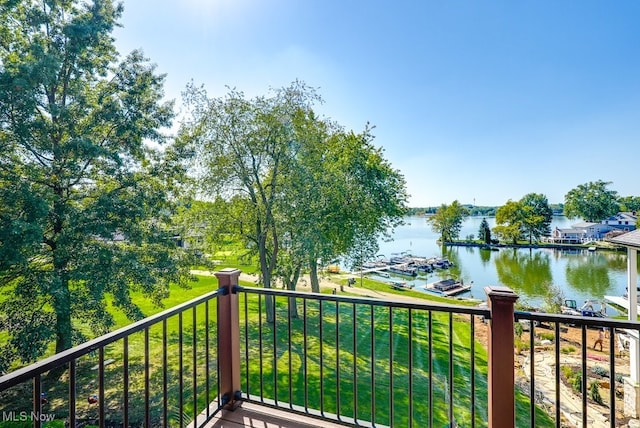balcony with a water view