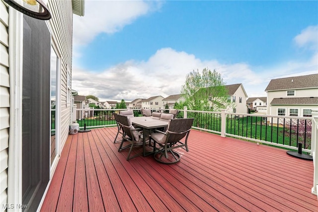 784 Hilliary Ln, Aurora, OH 44202 - wooden terrace with a residential view and outdoor dining area
