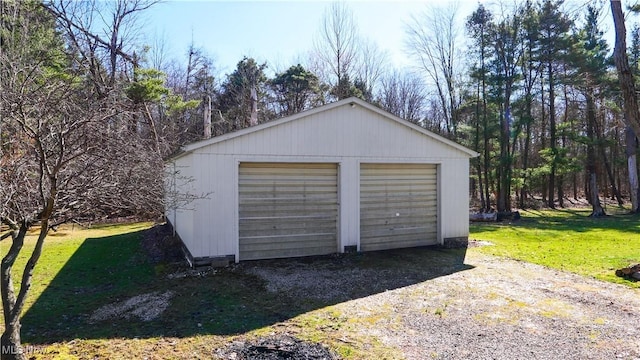 view of detached garage