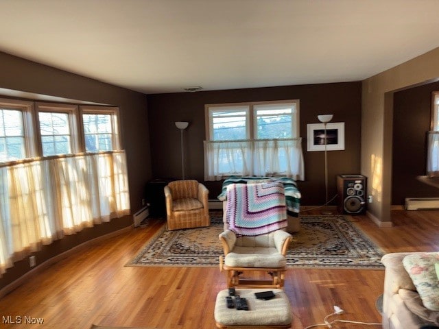 1317 Hartzell, Niles, OH 44446 - living room featuring a wealth of natural light, baseboard heating, and wood finished floors