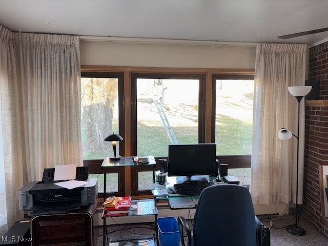 1317 Hartzell, Niles, OH 44446 - office with plenty of natural light and brick wall