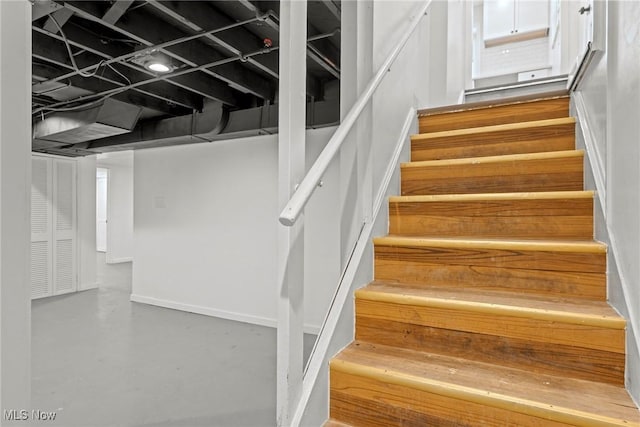 stairway with finished concrete flooring
