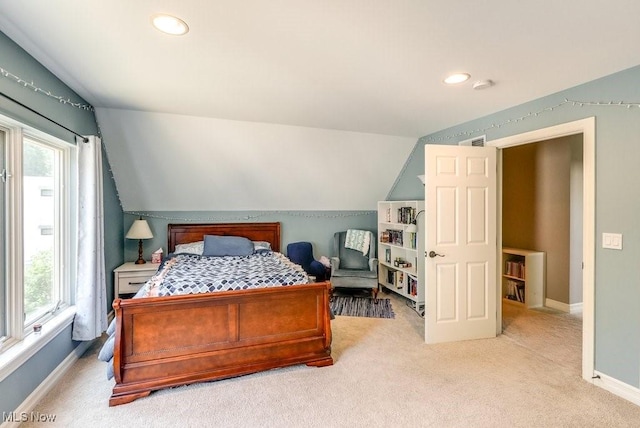 1581 E 118th St, Cleveland, OH 44106 - bedroom featuring visible vents, lofted ceiling, recessed lighting, carpet flooring, and baseboards