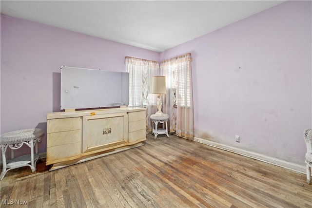 interior space featuring baseboards and wood-type flooring