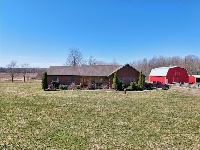 1525 Old Kyle Rd, Dorset, OH 44032 - view of front facade featuring an outbuilding, a barn, and a front yard