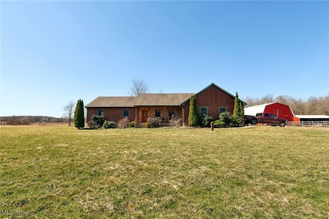 1525 Old Kyle Rd, Dorset, OH 44032 - view of front of property with a barn, a front yard, and an outdoor structure