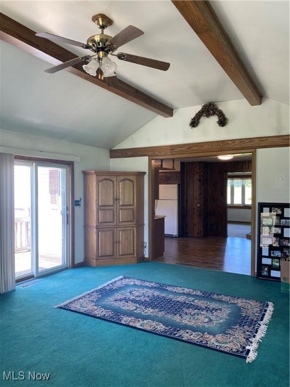 30173 Georgetown Rd, Salem, OH 44460 - unfurnished living room featuring carpet and ceiling fan