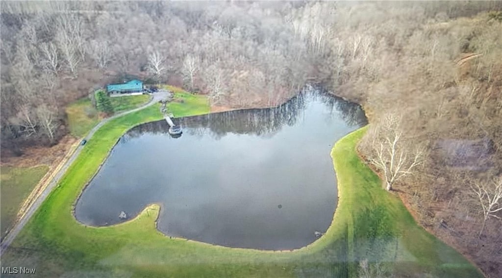 150 Lois Ln, Waterford, OH 45786 - birds eye view of property featuring a water view