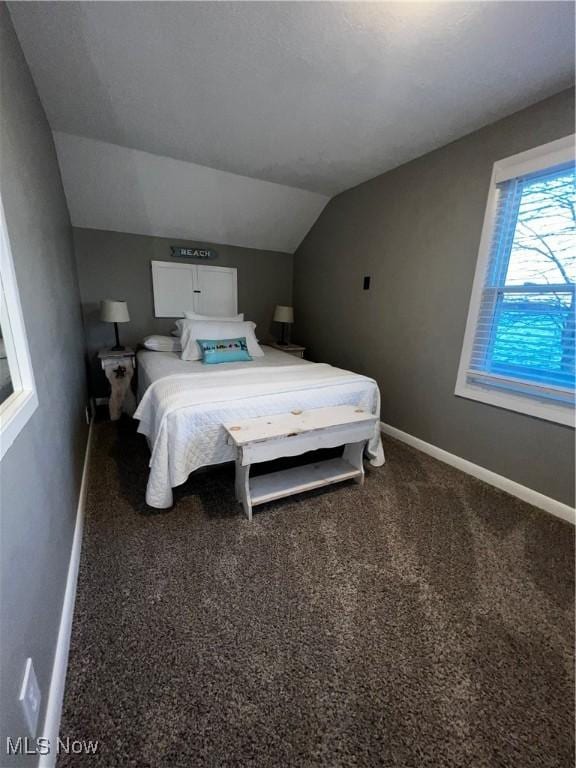 2326 Canfield Rd, Akron, OH 44312 - bedroom with baseboards, carpet flooring, and vaulted ceiling