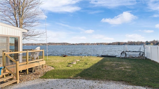 2326 Canfield Rd, Akron, OH 44312 - view of yard with a deck with water view and fence
