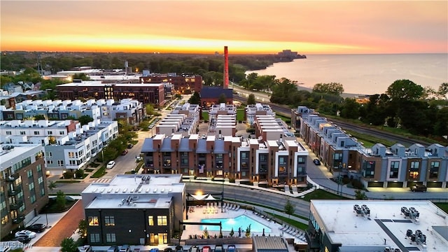 1261 W 74, Cleveland, OH 44102 - drone / aerial view of a nearby body of water and a pool area