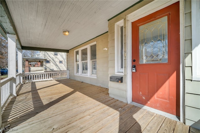 deck featuring a porch