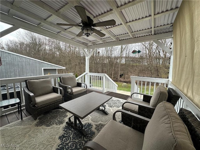 view of patio / terrace featuring outdoor lounge area and ceiling fan
