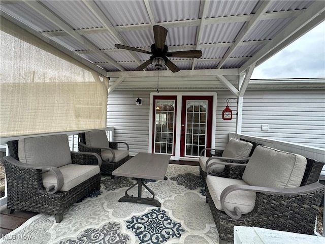 view of patio / terrace with an outdoor hangout area and ceiling fan