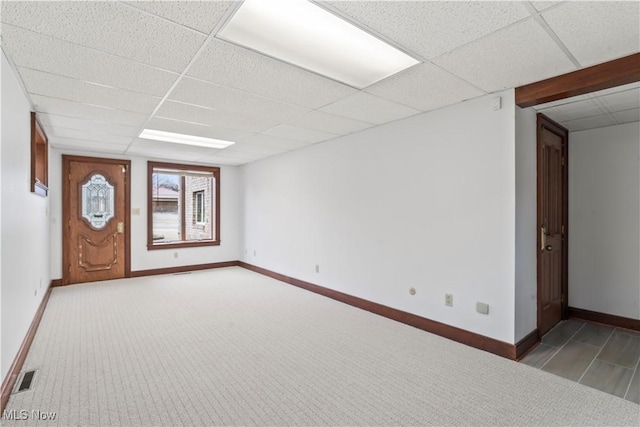 8187 N Lima Rd, Poland, OH 44514 - carpeted empty room featuring baseboards and a paneled ceiling