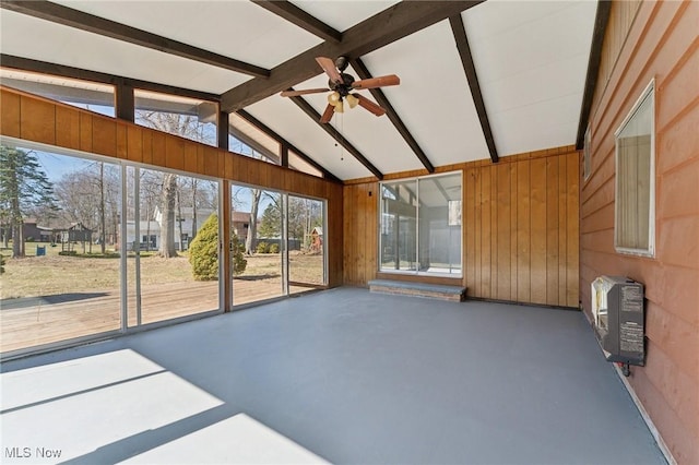 6372 Tanglewood Ln, Seven Hills, OH 44131 - unfurnished sunroom featuring a ceiling fan and heating unit