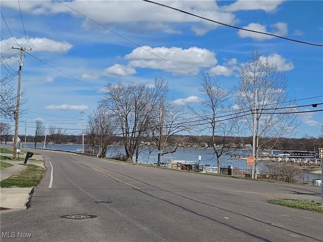 view of road featuring a water view