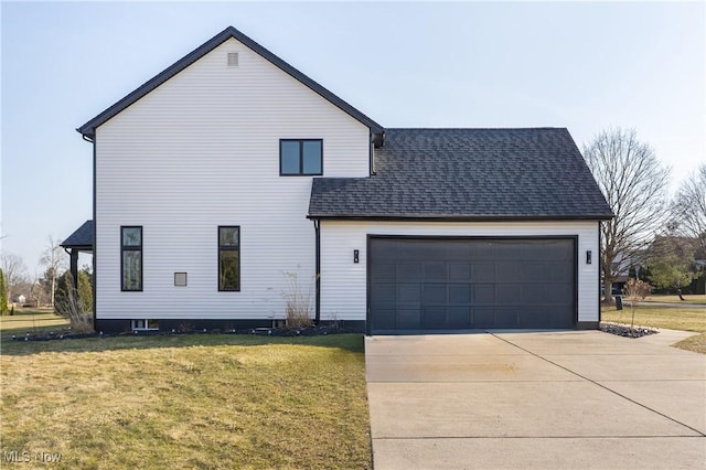 3189 Chardonnay Ln, Poland, OH 44514 - view of front of property with a front yard, a shingled roof, a garage, and concrete driveway