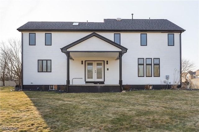3189 Chardonnay Ln, Poland, OH 44514 - back of house with a yard, french doors, and a shingled roof