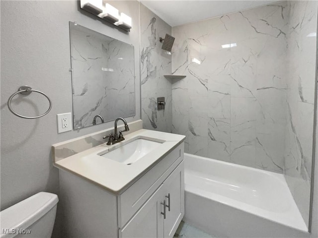 8414 York Rd, North Royalton, OH 44133 - bathroom featuring marble finish floor, tub / shower combination, toilet, and vanity