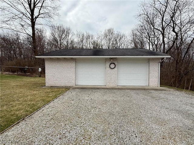 view of detached garage