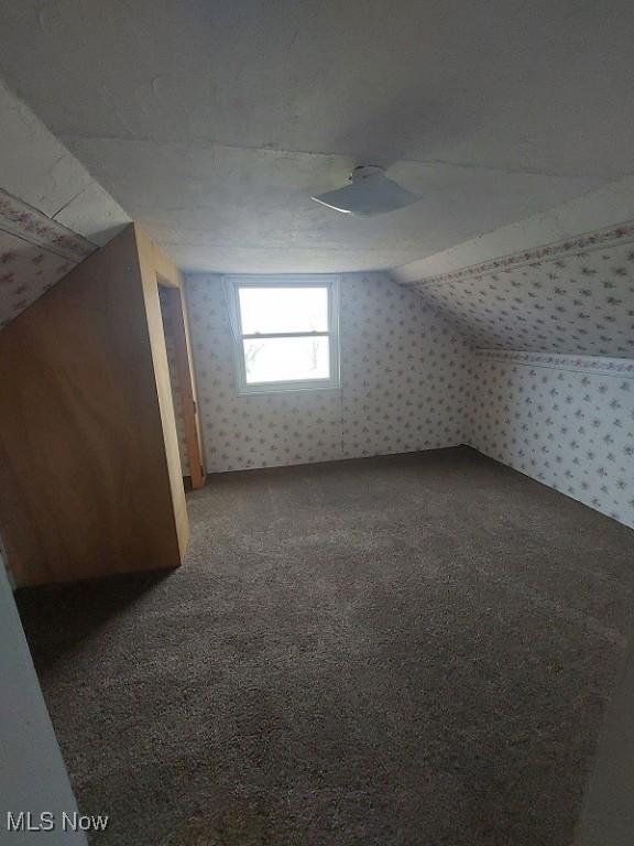87478 Sinfield Rd, Hopedale, OH 43976 - bonus room featuring carpet flooring, wallpapered walls, and vaulted ceiling