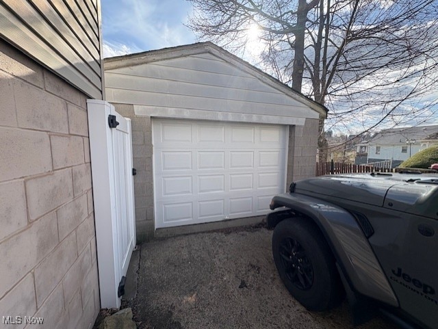 view of detached garage