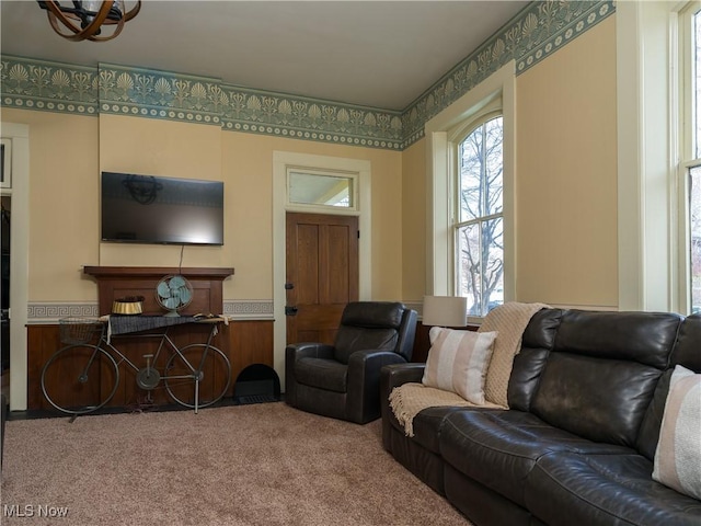 203 W 6th St, Dover, OH 44622 - living room with carpet flooring and a wainscoted wall