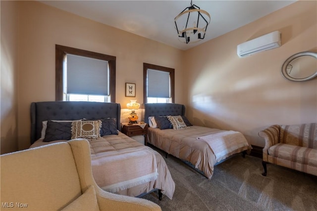203 W 6th St, Dover, OH 44622 - bedroom featuring an AC wall unit, a chandelier, and carpet