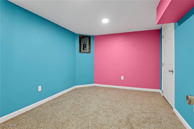 507 Beacon Rd, Newark, OH 43055 - carpeted spare room with electric panel, baseboards, and recessed lighting