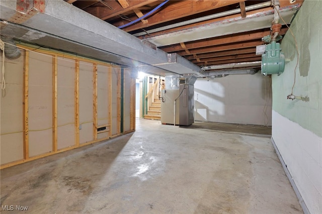 507 Beacon Rd, Newark, OH 43055 - unfinished below grade area with heating unit and stairway