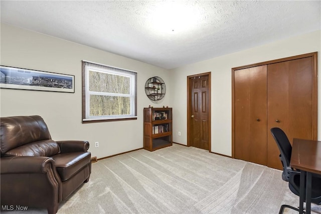 21242 Jonathan Dr, Strongsville, OH 44149 - office area with baseboards, a textured ceiling, and light colored carpet