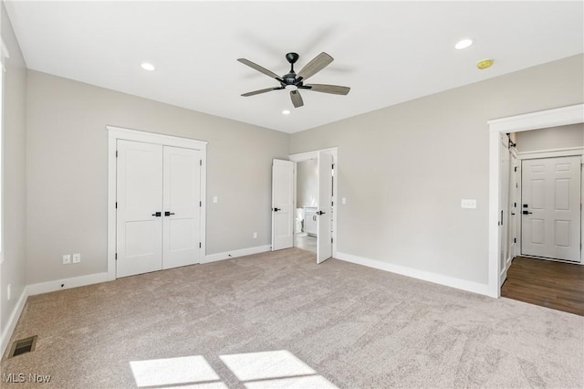 260 Michaels Ct, Cortland, OH 44410 - unfurnished bedroom featuring carpet, baseboards, recessed lighting, and a ceiling fan