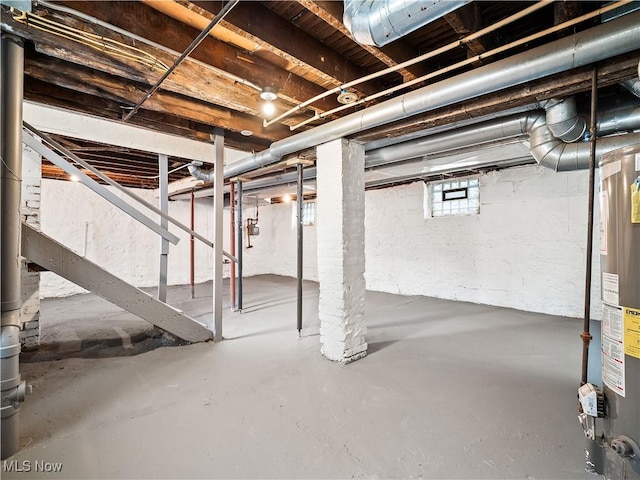 basement with gas water heater