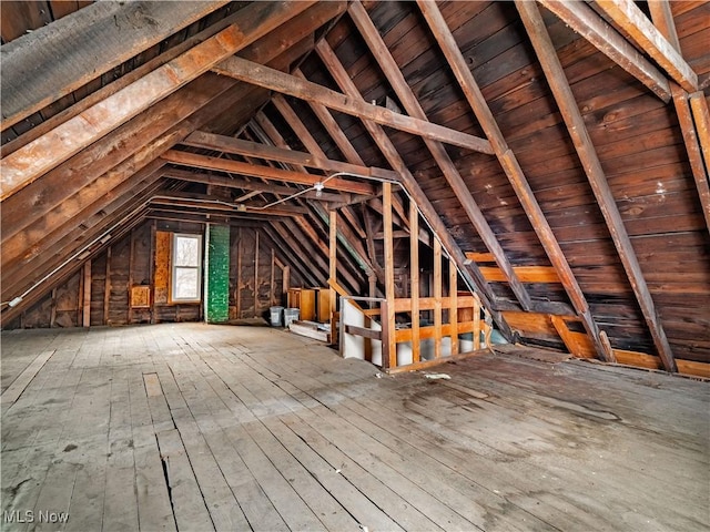 view of unfinished attic