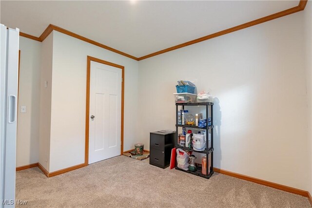 2409 Chelsea Dr SW, Canton, OH 44706 - home office with light colored carpet, crown molding, and baseboards
