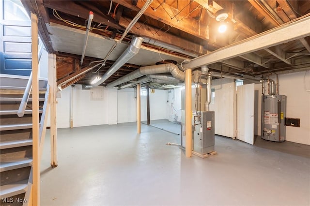 3459 Helen Rd, Shaker Heights, OH 44122 - unfinished below grade area with heating unit, water heater, and stairs
