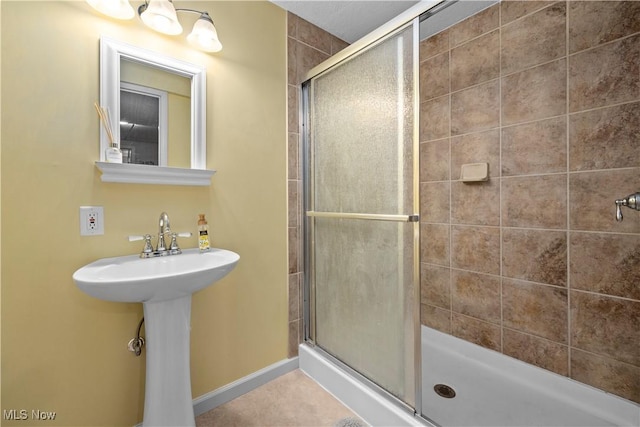 full bathroom with a stall shower